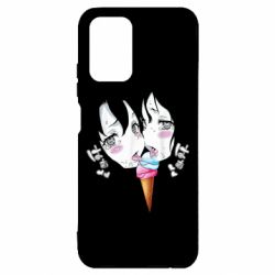 Чехол для Xiaomi Redmi Note 10 4G/10s Ahegao girl eating ice cream - PrintSalon