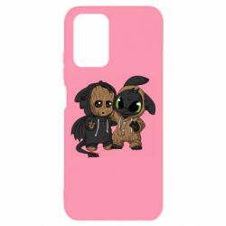 Чехол для Xiaomi Redmi Note 10 4G/10s Groot And Toothless - PrintSalon