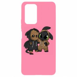 Чехол для Xiaomi Redmi Note 10 Pro Groot And Toothless - PrintSalon