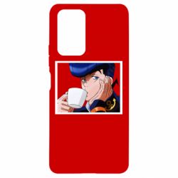 Чехол для Xiaomi Redmi Note 10 Pro Higashikata Josuke drinking tea - PrintSalon