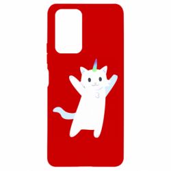 Чехол для Xiaomi Redmi Note 10 Pro White cheerful cat - PrintSalon