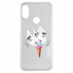 Чехол для Xiaomi Redmi Note 7 Ahegao girl eating ice cream - PrintSalon