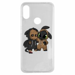 Чехол для Xiaomi Redmi Note 7 Groot And Toothless - PrintSalon