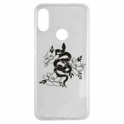 Чехол для Xiaomi Redmi Note 7 Snake with flowers - PrintSalon