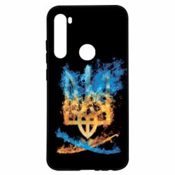 Чохол для Xiaomi Redmi Note 8 Герб Украины в желто - голубом огнем - PrintSalon