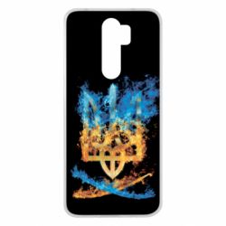 Чохол для Xiaomi Redmi Note 8 Pro Герб Украины в желто - голубом огнем - PrintSalon