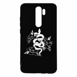 Чехол для Xiaomi Redmi Note 8 Pro Snake with flowers - PrintSalon