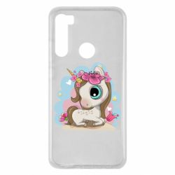 Чехол для Xiaomi Redmi Note 8 Unicorn with flowers - PrintSalon