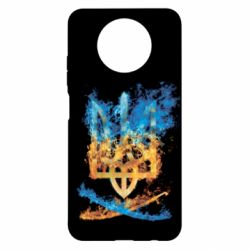 Чохол для Xiaomi Redmi Note 9 5G/Redmi Note 9T Герб Украины в желто - голубом огнем - PrintSalon