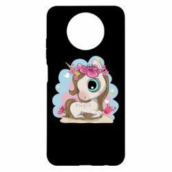 Чехол для Xiaomi Redmi Note 9 5G/Redmi Note 9T Unicorn with flowers - PrintSalon
