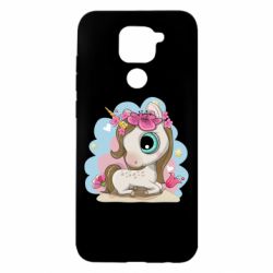 Чехол для Xiaomi Redmi Note 9/Redmi 10X Unicorn with flowers - PrintSalon
