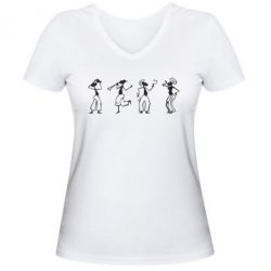 Жіноча футболка з V-подібним вирізом Чоловічки 2 - PrintSalon