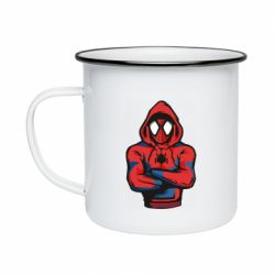 Кружка эмалированная Человек паук в толстовке - PrintSalon