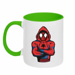 Чашка двухцветная 320ml Человек паук в толстовке - PrintSalon