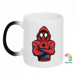 Чашка-хамелеон Человек паук в толстовке - PrintSalon