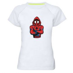 Женская футболка для спорта Человек паук в толстовке - PrintSalon