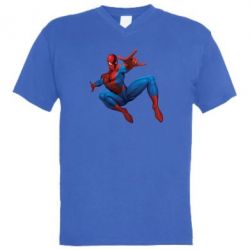 Мужская футболка  с V-образным вырезом Человек Паук - PrintSalon