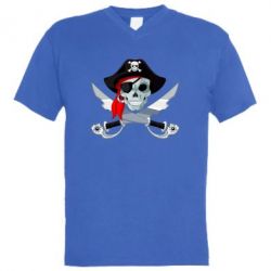 Мужская футболка  с V-образным вырезом Череп пирата - PrintSalon