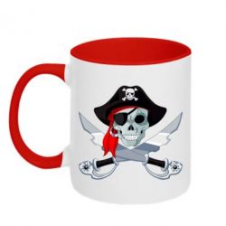 Чашка двухцветная 320ml Череп пирата - PrintSalon
