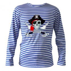 Тельняшка с длинным рукавом Череп пирата - PrintSalon