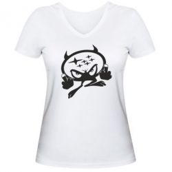 Женская футболка с V-образным вырезом Чертик Subaru - PrintSalon