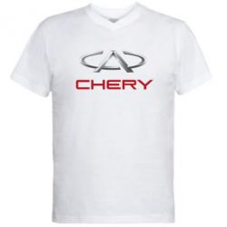 Мужская футболка  с V-образным вырезом Chery Logo - PrintSalon