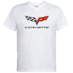 Мужская футболка  с V-образным вырезом Chevrolet Corvette - PrintSalon