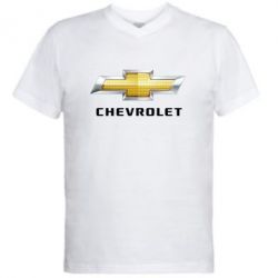 Мужская футболка  с V-образным вырезом Chevrolet Logo - PrintSalon