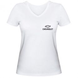 Женская футболка с V-образным вырезом Chevrolet Small - PrintSalon
