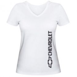 Женская футболка с V-образным вырезом Chevrolet  Vert - PrintSalon