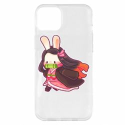 Чехол для iPhone 14 Plus Chibi Bunny Kamado Nezuko - PrintSalon