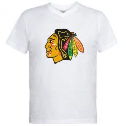 Мужская футболка  с V-образным вырезом Chicago Black Hawks - PrintSalon