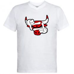 Мужская футболка  с V-образным вырезом Chicago Bulls бык - PrintSalon