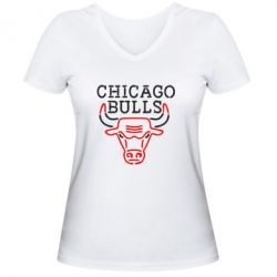 Женская футболка с V-образным вырезом Chicago Bulls Logo - PrintSalon