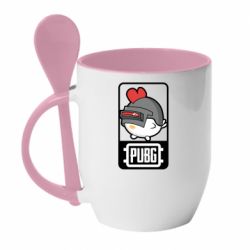 Чашка з ложкою Chicken PUBG - PrintSalon