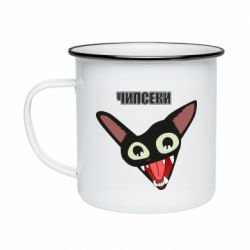 Кружка эмалированная Чипсеки кот мем - PrintSalon