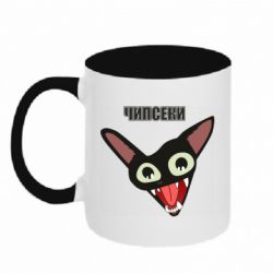 Чашка двухцветная 320ml Чипсеки кот мем - PrintSalon