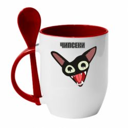Чашка с ложкой Чипсеки кот мем - PrintSalon