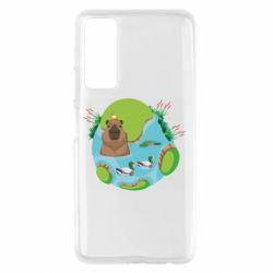 Чехол для Huawei P Smart 2021 Капибара в воде - PrintSalon