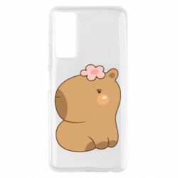 Чохол для Huawei P Smart 2021 Капібара з квіткою - PrintSalon