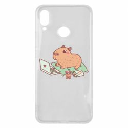 Чехол для Huawei P Smart Plus 2018 Capybara With Laptop