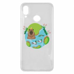 Чехол для Huawei P Smart Plus 2018 Капибара в воде