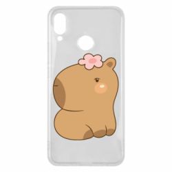 Чехол для Huawei P Smart Plus 2018 Капибара с цветком