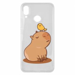 Чехол для Huawei P Smart Plus 2018 Капибара с птичкой