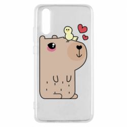 Чехол для Huawei P20 Капибара с цыпленком - PrintSalon