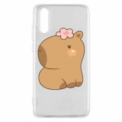 Чохол для Huawei P20 Капібара з квіткою - PrintSalon