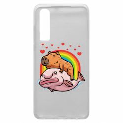 Чехол для Huawei P30 Капибара на рыбе - PrintSalon