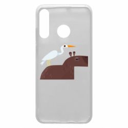 Чехол для Huawei P30 Lite Капибара с цаплей - PrintSalon