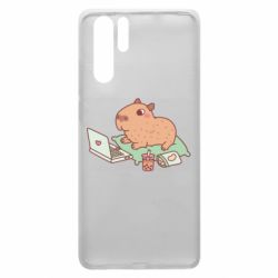 Чехол для Huawei P30 Pro Capybara With Laptop - PrintSalon