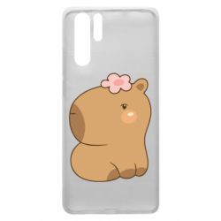Чохол для Huawei P30 Pro Капібара з квіткою - PrintSalon